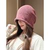Korean Style Solid Color Knit Beanie For Women Autumn Winter Warm Slouch Hat Big Head Circumference