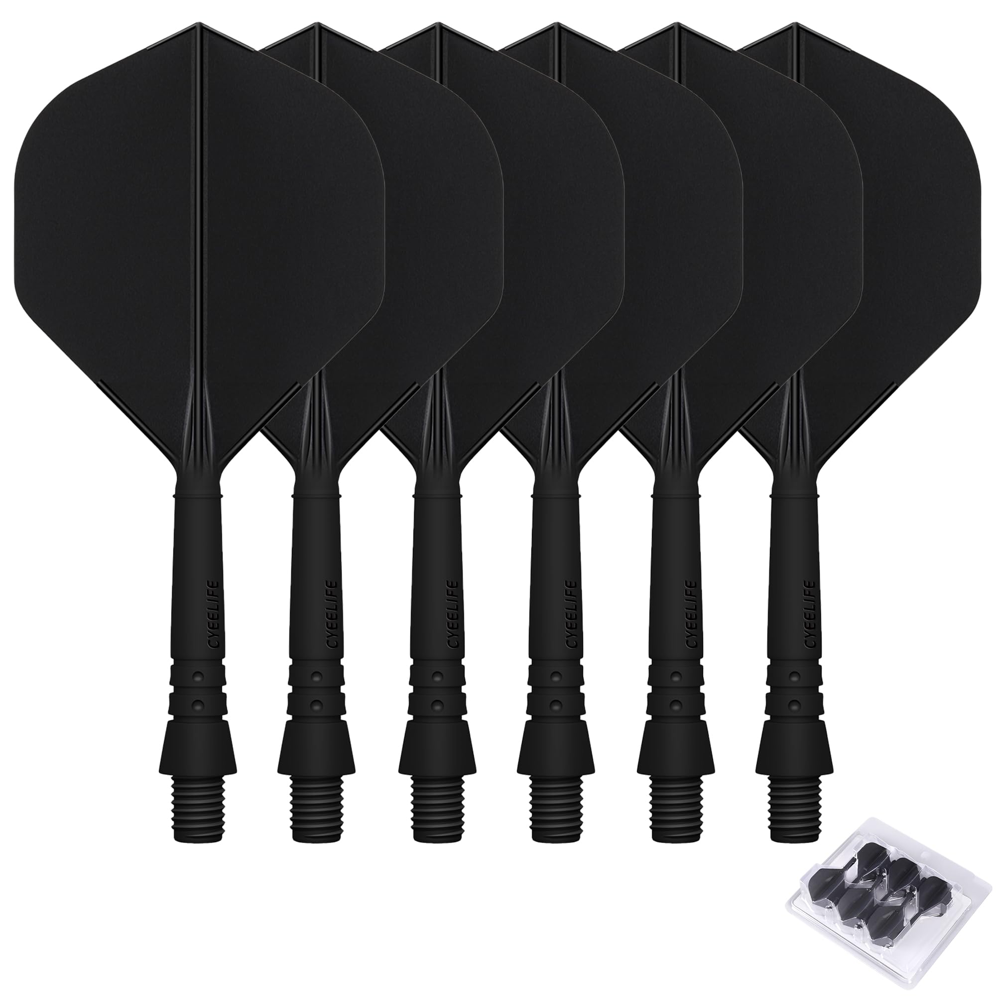 

CyeeLife 6-pack integrated dart flights and shafts, one-piece accessories 2BA,CF02A чёрный
