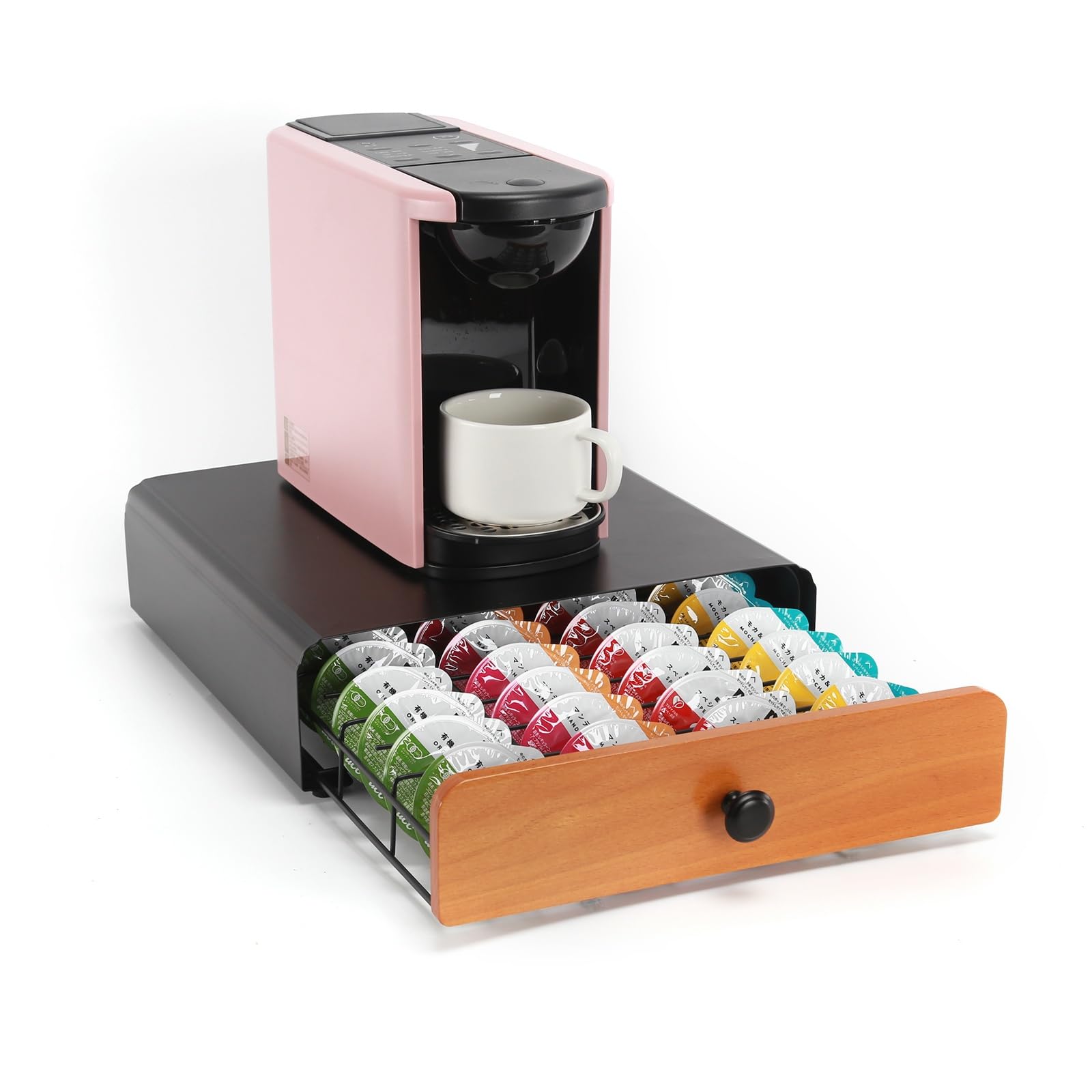 

Horevo UCC Выдвижной ящик для хранения кофейных капсул, Органайзер для кофейных капсул, Держатель с одним ящиком, Металл, Вмещает 32 капсулы