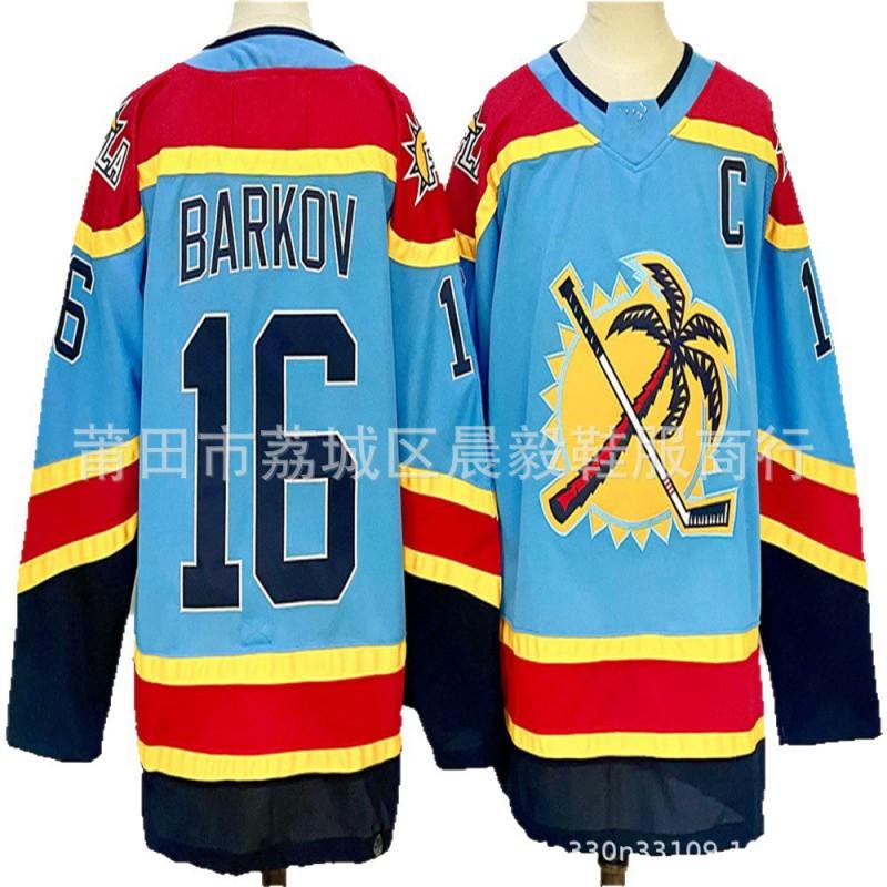 NHL Florida Panthers Vintage Embroidered Ice Hockey Jersey Mens Team Practice Uniform Black Blue
