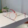 Luxury Brand High Quality Frame Women Trendy Retro Metal Glasses Blue Light Blocking Vintage Cat Eye Decor Eyewear