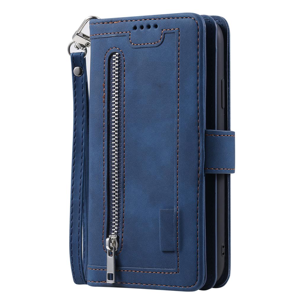 For Samsung Galaxy S25 Case PU Leather Phone Cover with Zipper Wallet 9 Card Slots