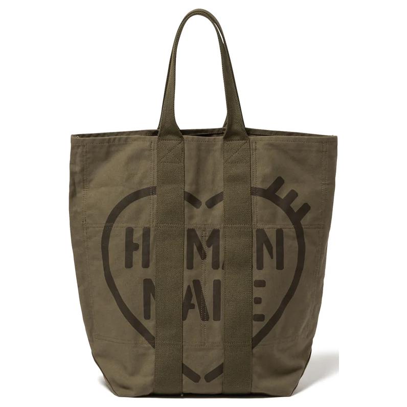 New HUMAN MADE Cotton Tote Bag, Shopping Bag, Handbag Regular Men's Olive Green HM29GD014