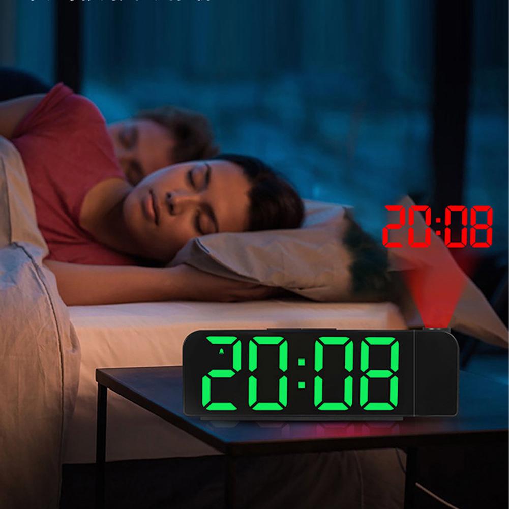 Projection Alarm Clock LED Digital Alarm Clock Large Number Display Desk Alarm Clock Temperature/Date Display for Heavy Sleepers