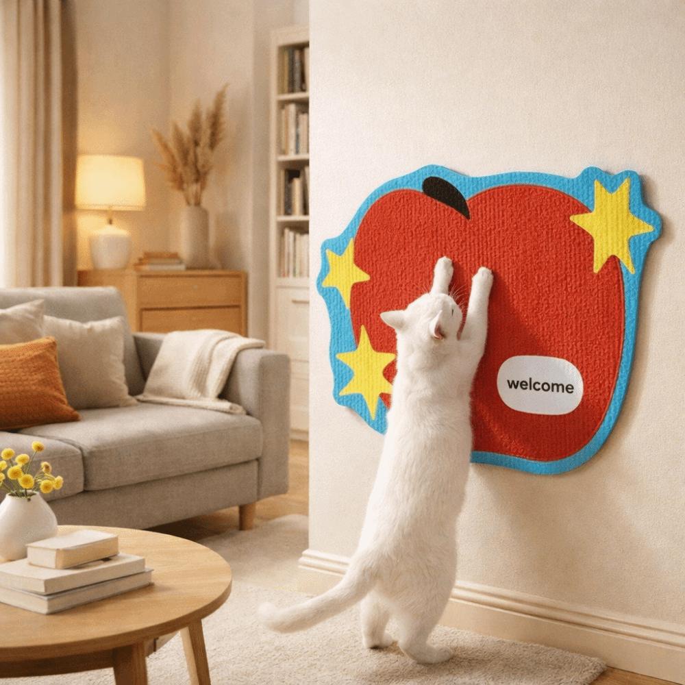 Felt Cat Scratcher Cartoon Scratching Pad Self-adhesive Cat Scratch Sticker  for Couch Walls