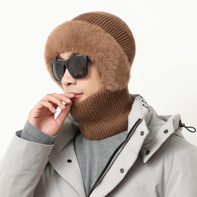 

Новая мужская шапка-балаклава, полностью закрывающая стиль, зимняя теплая шапка, ветрозащитная, утолщенная вязаная шапка, зимняя теплая кепка 56cm-60cm верблюд