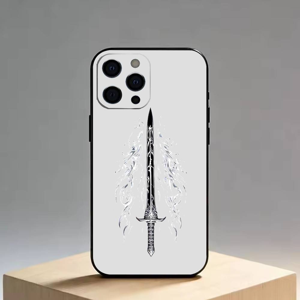 The Sword Creative Pattern   Phone Case For iPhone 17,16,15,14,13,12,11 Plus,Pro Max,XS,Soft Silicone Black Cover