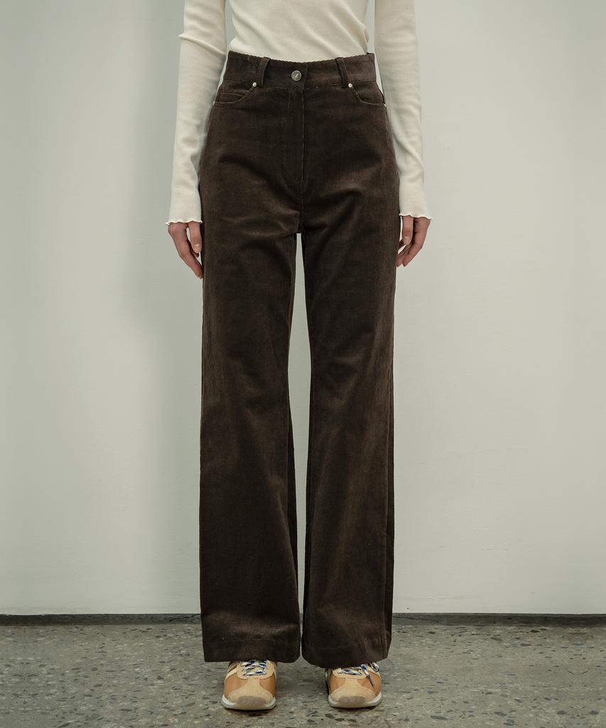 Siyajyu Sipt7056 High Waist Corduroy Pants_Charcoal Brown