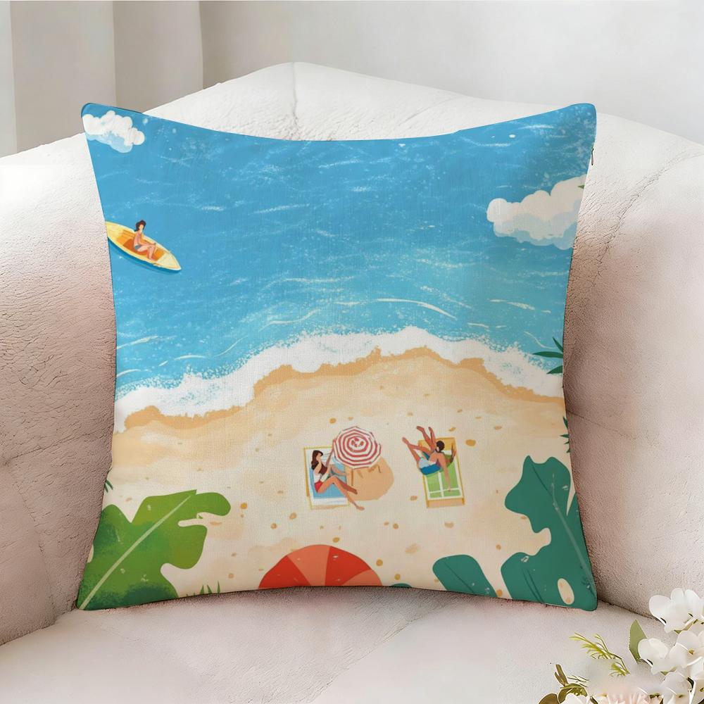 Charming Seaside Retreat Pillow Case Pillowcase, Double-sided Printed, Sofa Cushion, Bedroom Headboard Pillow
