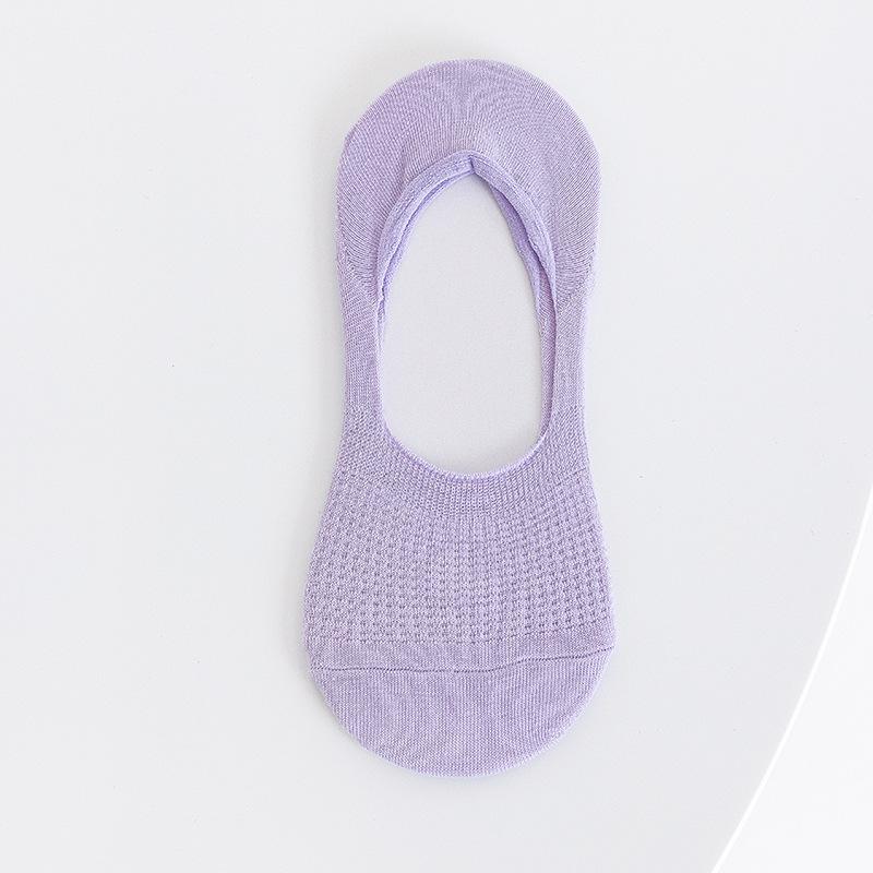Women Summer Thin Hollow Shallow Mouth Silicone Non Slip Heel Invisible Socks