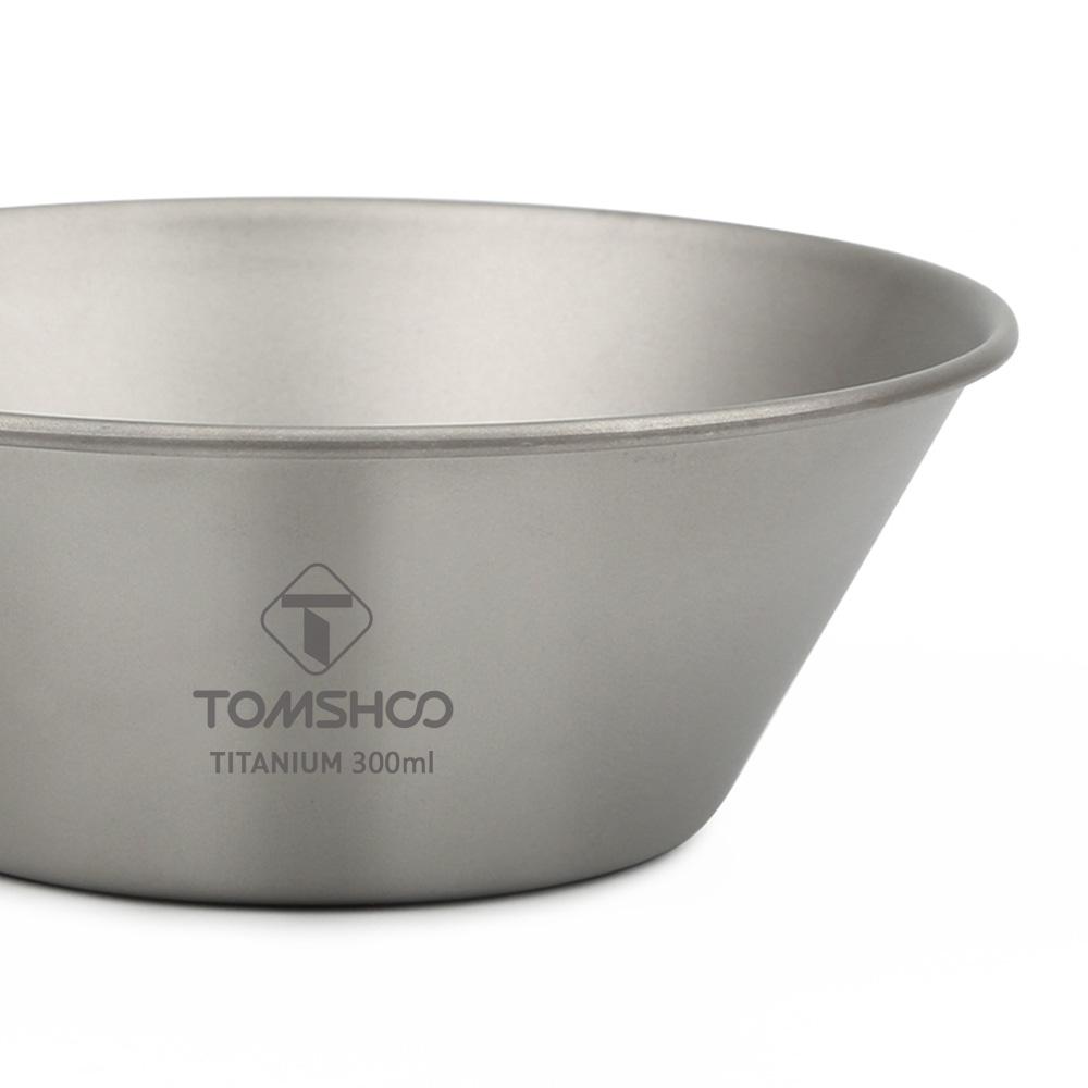 TOMSHOO Travel Cutlery Portable Camping Bowl Titanium Bowl with Folding Handle