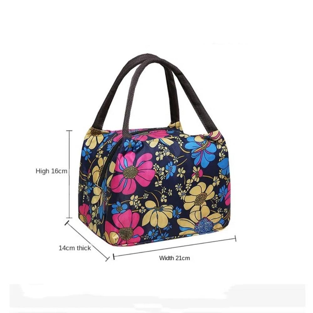Portable Nylon Floral Print Tote Bag Waterproof Multifunctional Women Handbag Mommy Bag For Picnic Travel