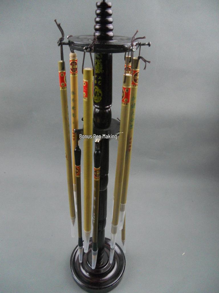 Wooden Rotating Double Ring Pen Holder with 12 Slots – Perfect for Gifting & Personal Use Calligraphy Brush Stand
