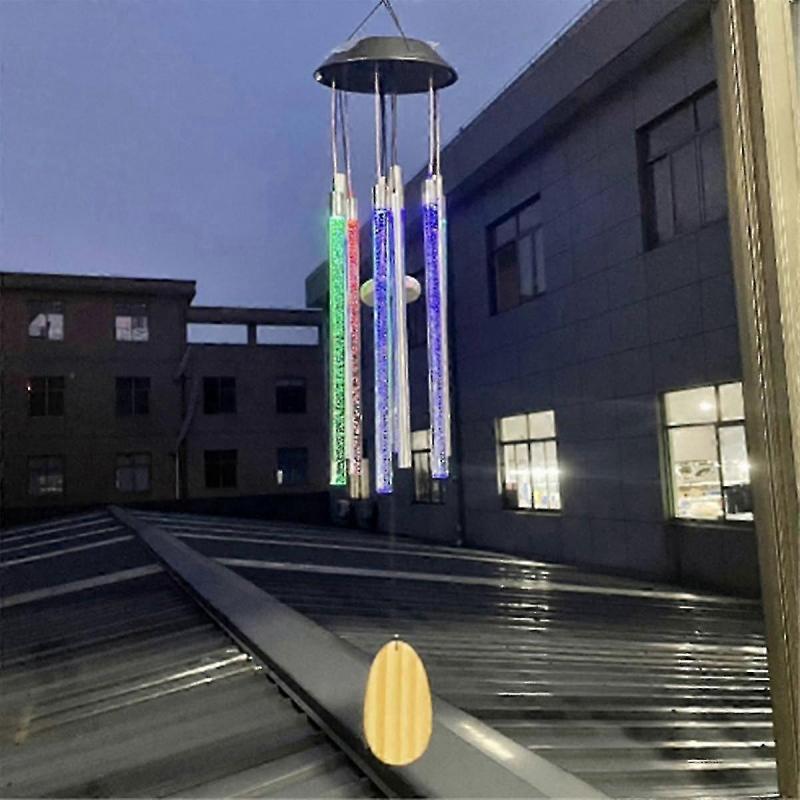 Solar Led Wind Chime Light Various Colors Light Outdoor Waterproof Hanging Tube Pendant Lamp--As Shown