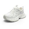 Simple and Fashionable Dad Shoes Women's Spring New Leather Mesh Splicing Breathable Lightweight Platform Sports Shoes