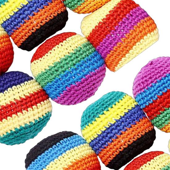 Hand Knitted Footbag Sack Set, Colorful Crochet Juggling Balls for Kids Adults, Soft Filled Sandbags for Balance And Coordination, Outdoor Game Toy