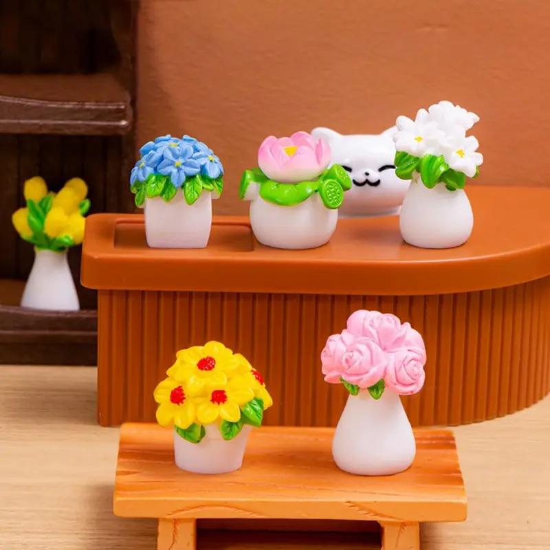 Miniature Landscape Simulation Potted - Colorful Resin Flower Model, Artificial Plant Desktop Decoration