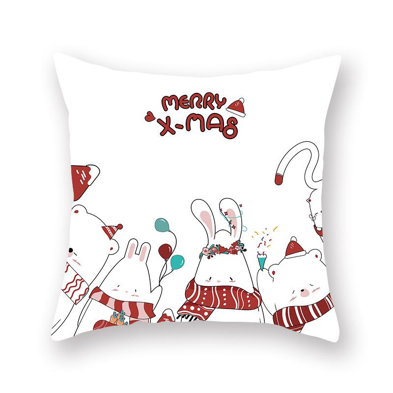 Cartoon Print Christmas Pillow Holiday Decoration Sofa Pillow Case Christmas Cushion