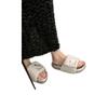 Niche Velcro Stars Thick-soled One-word Slippers Women Wear Thick-soled Non-slip Beach Rhinestone Flat-bottomed Sandals In Summer