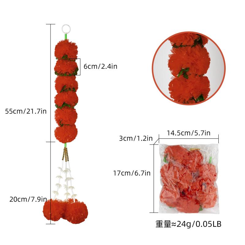 Marigold Flower Halloween Garland Mexican Day Of The Dead Party Decor Plastic Artificial Flowers Indian Diwali Festival Wreath