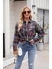 2024 Women's Casual Loose Plaid Pocket Shirt - Autumn/Winter European & American Fashion