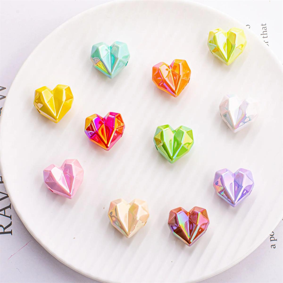 

CH07 Cut Heart DIY Handmade Beads Phone Chain Keychain Handmade Bag Good-looking Bracelet Pen Beads Jewelry Charm Accessories 5pcs
