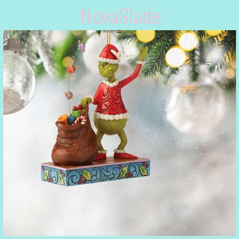 Decorațiune Amuzantă Grinch Agățată Ornament Acrilic pentru Pomul de Crăciun Decor Mașină pentru Spiritul Sărbătorilor