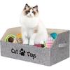 19.7 in Cat Toy Bin, Cat Toy Storage Box Kitten Toy Basket Collapsible Pet Supplies Storage Chest Holder Organizer with Handles for Organizing Dogs