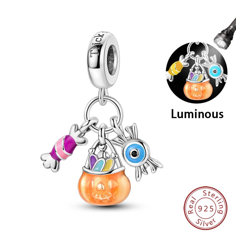 Copper Halloween Luminous Skull Little Elf Spider Bat Charms Beads Fit Qikaola Original Bracelets Diy Jewelry