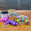 Keychain Pendant Stress Relief Squeeze Toy 3D Slug Fidget Spinner Anxiety Reduction Flexible Sensory Key Chain