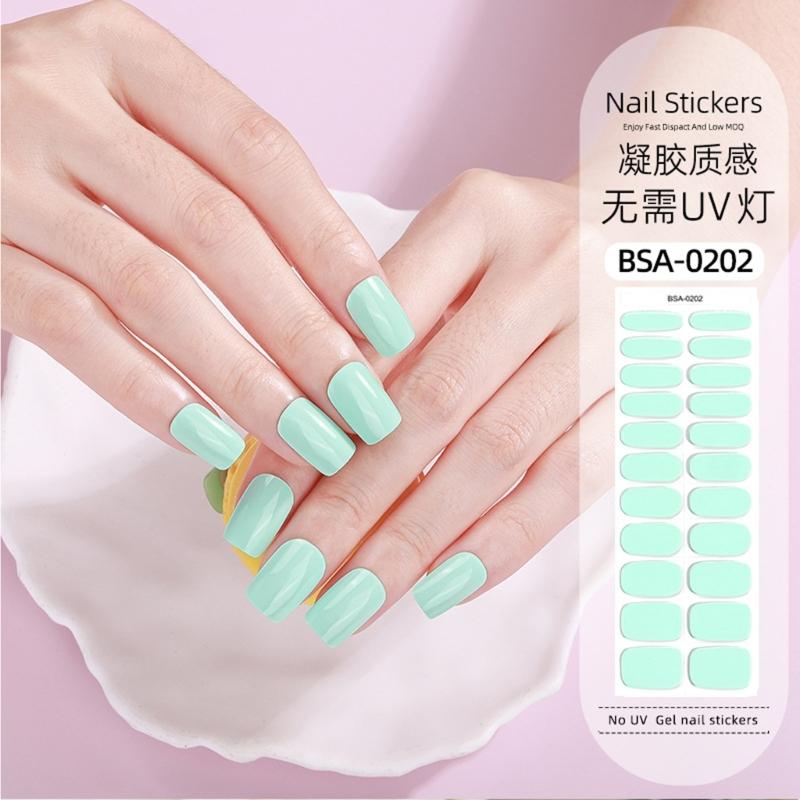 Gel Nail Strips Kit 22Pcs Solid Color Nail Stickers No UV Light Needed Easy Application for Home Travel Party Wedding