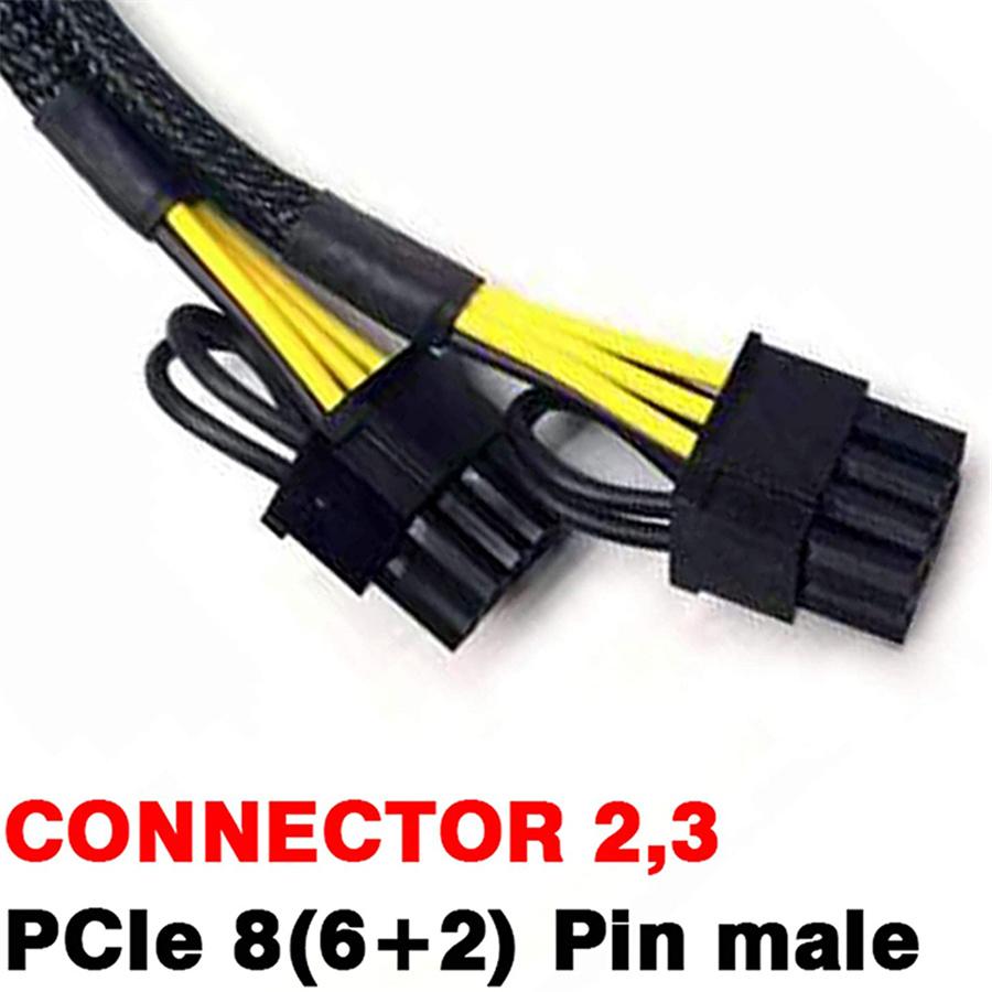 PCI Express Splitter Cable 6-pin to 2x PCI Express 6+2-pin 18 AWG Black Sleeved