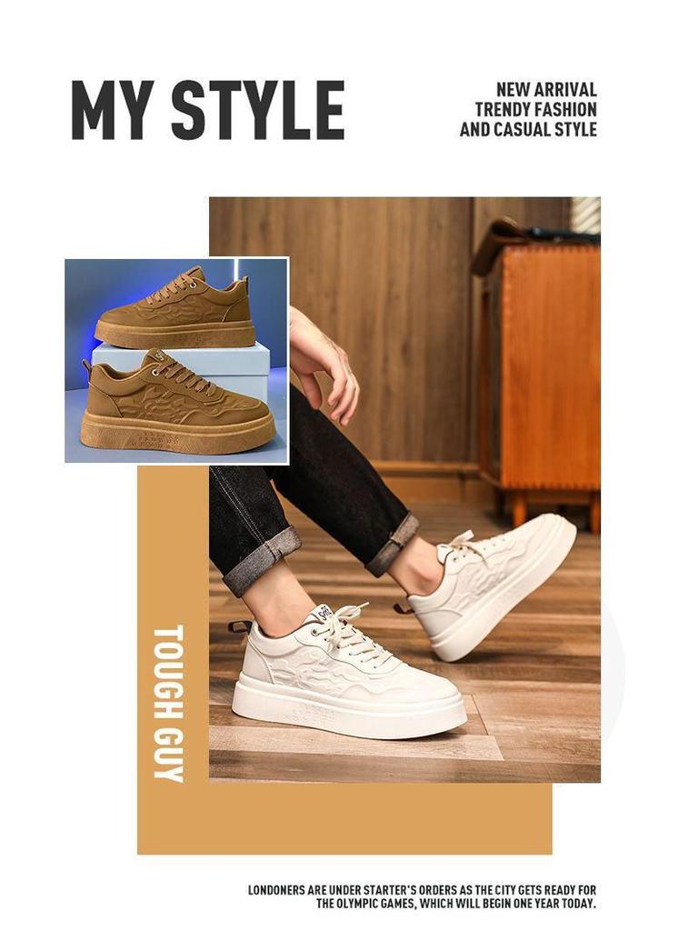 2025 Men's Trendy Thick-Soled White Sneakers: Versatile Autumn Casual Sports Shoes