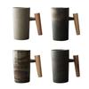 Japanese-style Vintage Ceramic Coffee Mug Tea Milk Beer Mug with Wood Handle