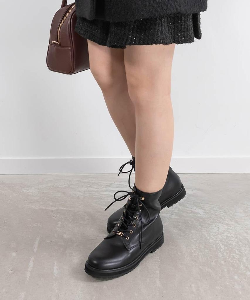Randa Monogram Part KC34226 2-Way Lace-Up Boots, Black,