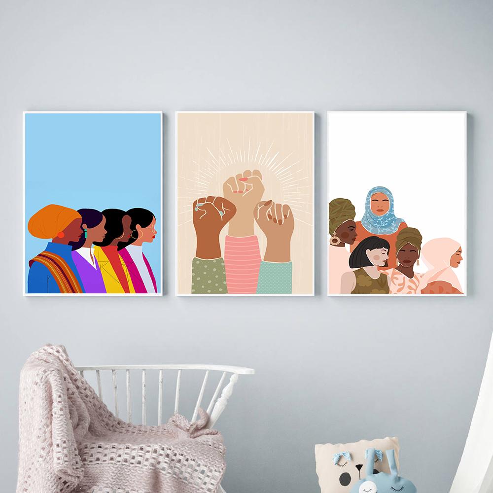 

Современный настенный постер для девочек, гостиная, спальня, феминистский постер, детский художественный женский настенный художественный холст, ручная роспись