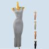 Double V Neck Knitting Sweater Soft Glutinous Stretch Fall/Winter Slim Slim Looking Pure Color Sleeveless Vest Dress Sheath Split
