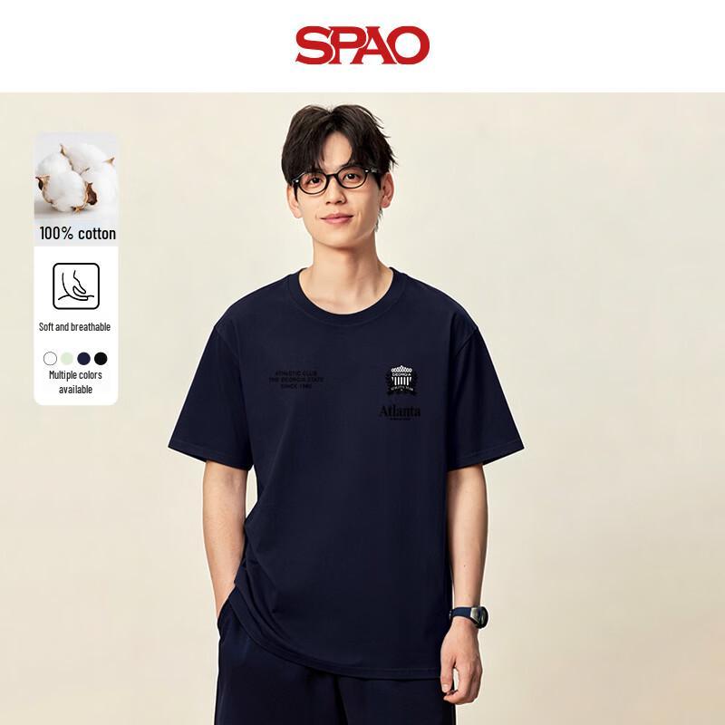 SPAO Men s Breathable Cotton Drop-Shoulder T-Shirt M