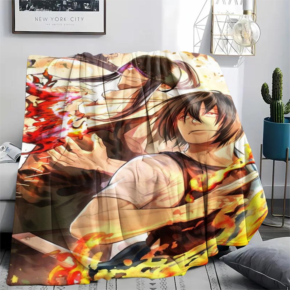 1Pc Fire Force Print Flannel Blanket, High quality Comfortable for All Seasons, Home Decor, Warmth and Comfort, Perfect for Christmas Gifts