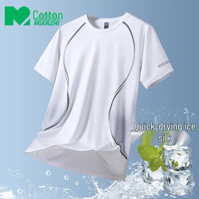 

Men s Summer Ice Silk Quick-Dry Round Neck T-Shirt M