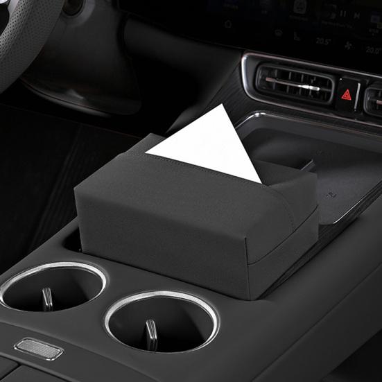 Car Tissue Box Magnetic Leather Tissue Holder Flexible Installation Tissue Dispenser for Car Seat Back Center Console Sun Visor Universal Car
