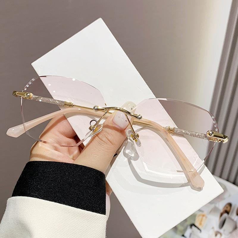 Occhiali da lettura di lusso da donna alla moda, unisex, alla moda, senza montatura, per lontano, occhiali da vista, moda femminile, retrò, colore sfumato, presbiopia
