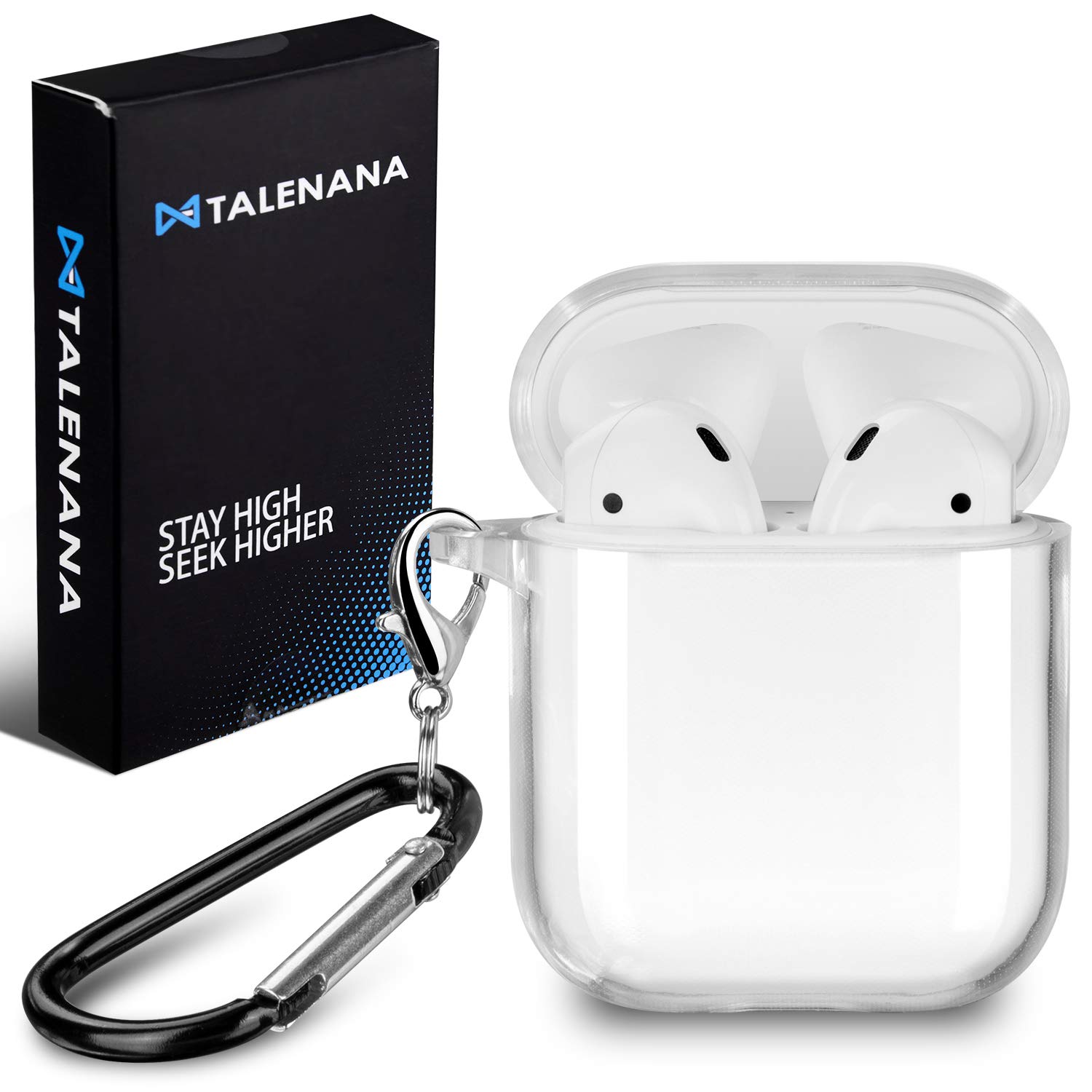 

TALENANA Clear AirPods Full Charging Carabiner Compatible with 1st and 2nd Generation AirPods Case, Protection, Drop-Resistant, Shockproof,