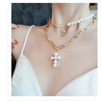 Jewellery Gold Plated Pearl Studded Necklace Jewellery Set with Earrings For Girls/Women