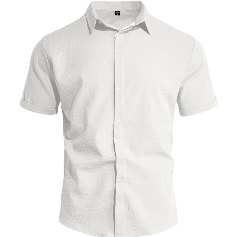Men's Solid Color Casual Business Commute Cardigan Button-down Shirt with Turn-down Collar