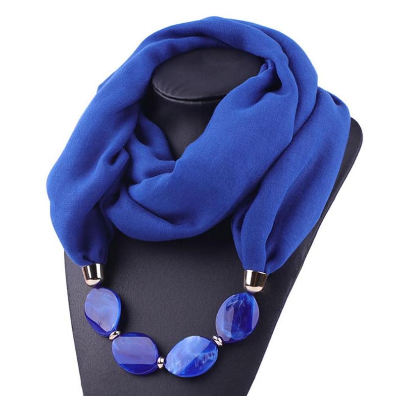 Solid Color Jewelry Statement Necklace Pendant Scarf Women Bohemia Neckerchief Foulard Femme Accessories Hijab