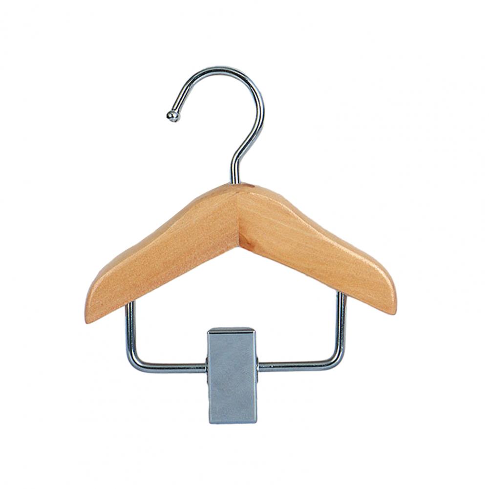 Mini Clothes Hanger Premium Wood Baby Clothes Hanger with Non-Slip Clips Practical Pet Clothes Hook