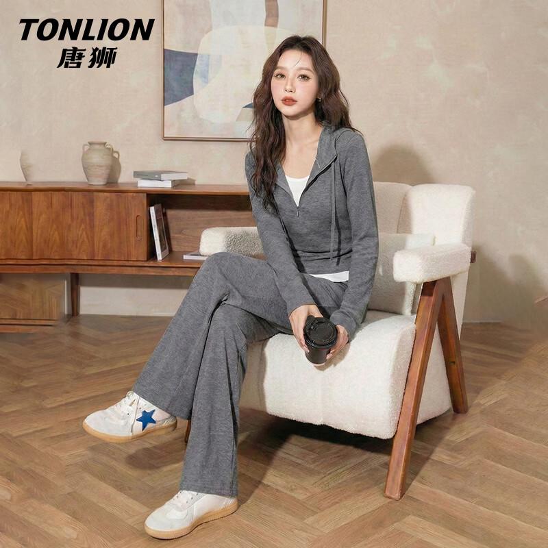 TonLion Women s Mock Two-Piece Waist-Cinching Suit Set M