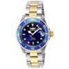 Invicta Pro Diver Automatic Watch, 40mm Case, Steel and Gold, Stainless Steel Strap, Blue Dial, Men's, Silver, 8928OB