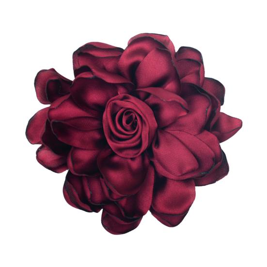 Fabric Flower Satin Rose with Flat Back Handcrafted Blooms Hat Clothes Hair Tie Accessories for DIY Craft Corsage Hairpin Brooch Headband